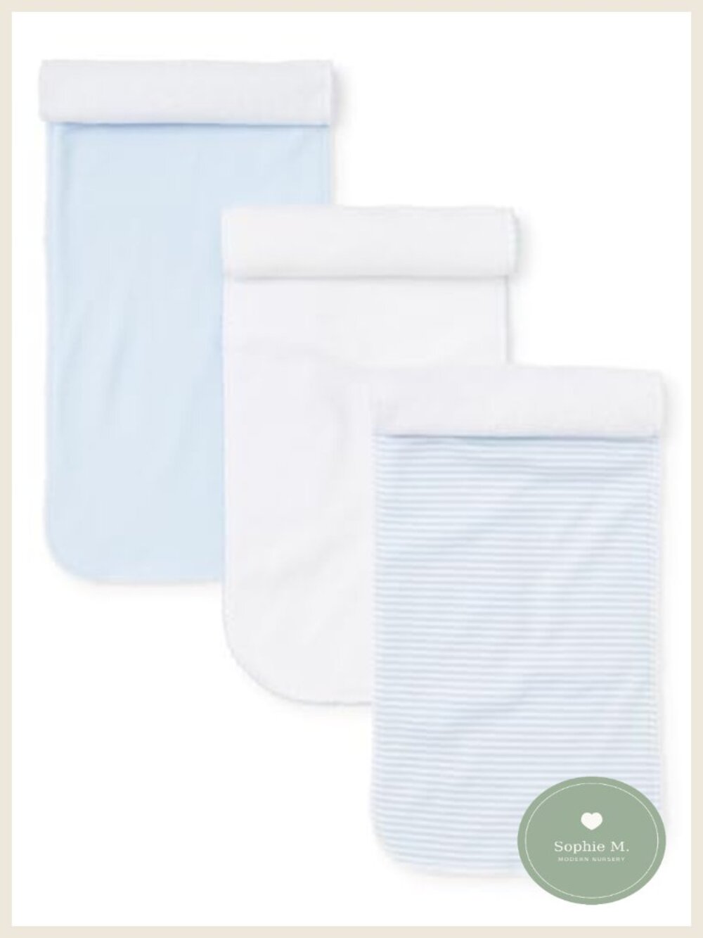 3-Pack Burp Cloths 100% Pima Cotton Super Absorbent